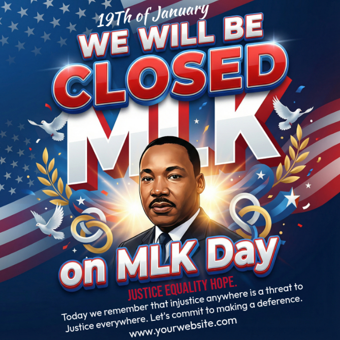 Purple Maximalist Closed For Mlk Day Instagram Post Template | PosterMyWall