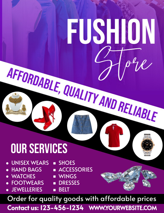 Purple Maximalist Clothing Boutique Poster Fl Template | PosterMyWall