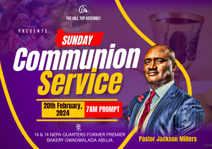 Purple Maximalist Communion Service  A5 template