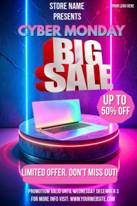 Purple Maximalist Cyber Monday Sale Promotion Flyer Pinterest Graphic template