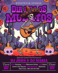 Purple Maximalist Dia De Los Muertos Instagram Portrait template
