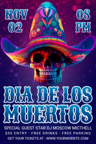 Purple Maximalist Dia De Los Muertos Poster Iphosta template