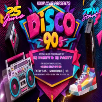 Purple Maximalist Disco Party Square Video Cuadrado (1:1) template