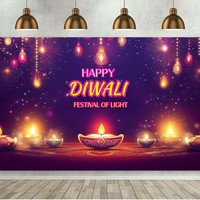 Purple Maximalist Diwali Festival Of Light Backdrop Instagram Post ...