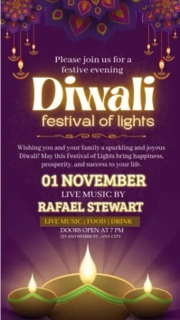 Purple Maximalist Diwali Festival Of Lights  Tiktok Video template