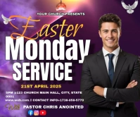 Purple Maximalist Easter Sunday Service  Large Rectangle Umugqa Omkhulu template