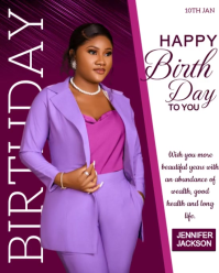 Purple Maximalist Editable Birthday Wishes Template  Instagram Portrait
