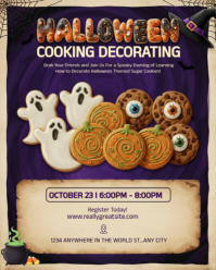Purple Maximalist Editable Halloween Cookie Decorating Class Flyer Instagram Portrait template
