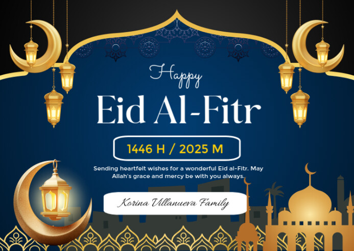 Purple Maximalist Eid Al Fitr Postcard Poskaart template
