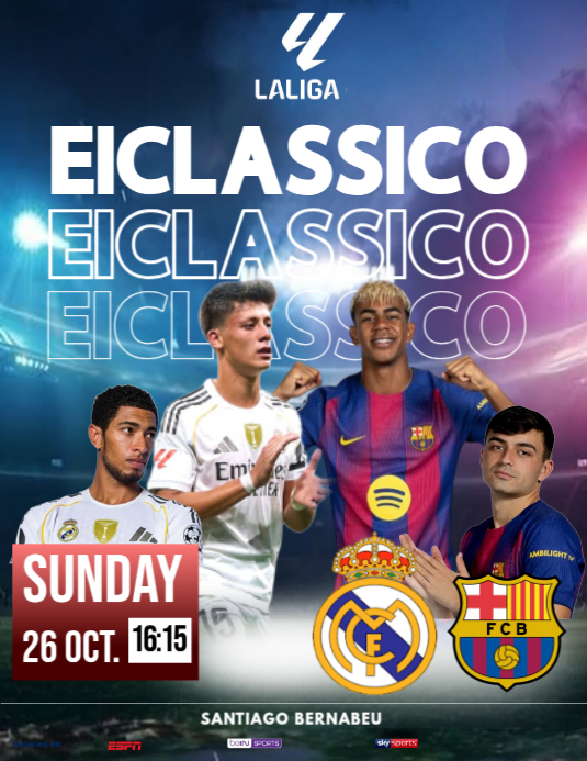 Purple Maximalist Elclassico Sunday Real Madrid Vs Barcelona Flyer (us ...