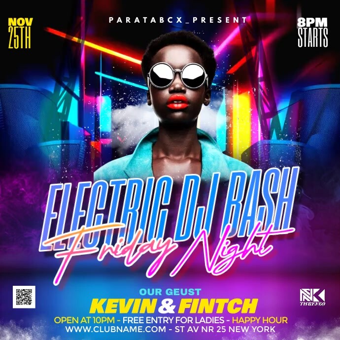Purple Maximalist Electric Beats Bash Square Template | PosterMyWall