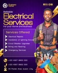 Purple Maximalist Electrical Service Flyer  Instagram Portrait template