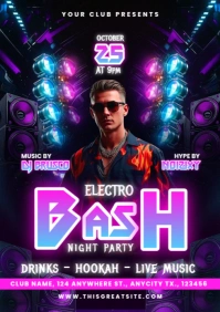 Purple Maximalist Electro Bash Party A4 template