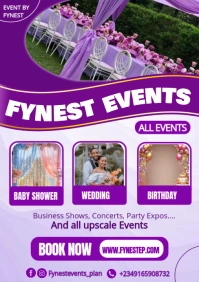 Purple Maximalist Events Planner Flyer A5 template