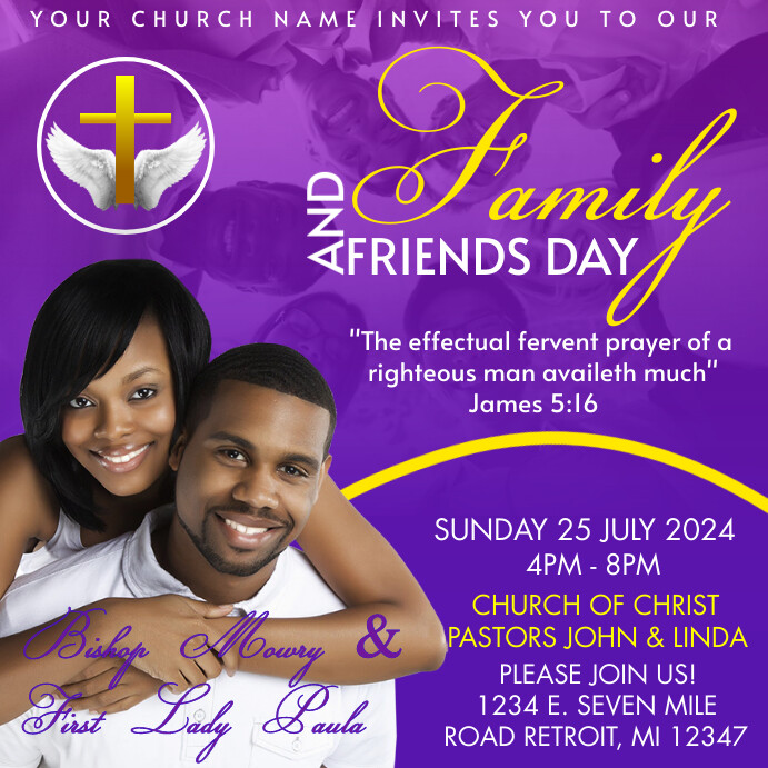 Purple Maximalist Family & Friends Day Instag Wpis na Instagrama template