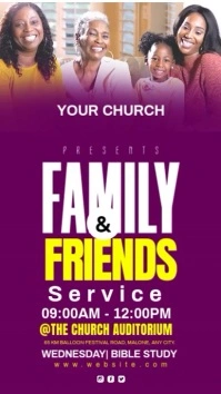 Purple Maximalist Family And Friends Service  Digital Display (9:16) template