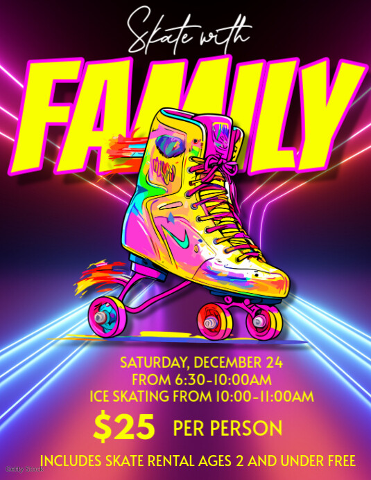 Purple Maximalist Family Skating Flyer (us Letter) 传单(美国信函) template