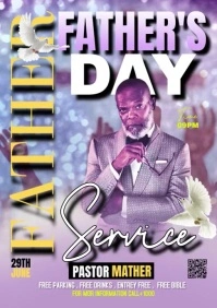 Purple Maximalist Father Day Church Services A4 template