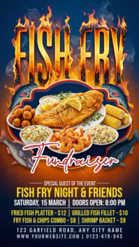 Purple Maximalist Fish Fry Fundraiser Instagram Story Video template
