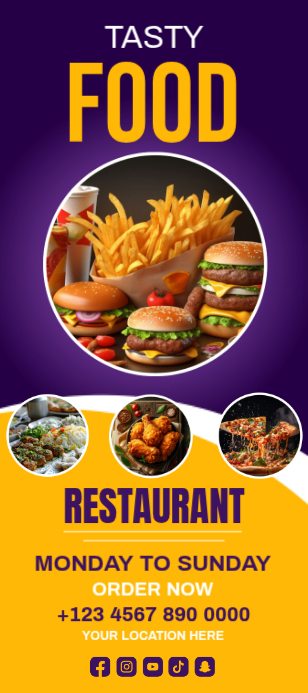 Price Menu Rack Cards Example Purple Maximalist Food Menu Rack Card Template | PosterMyWall