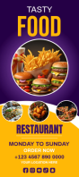 Purple Maximalist Food Menu   Rack Card Tarjeta de estantería template