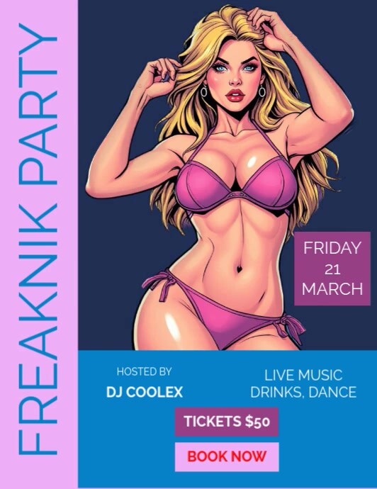 Purple Maximalist Freaknik Party Flyer (us Letter) template