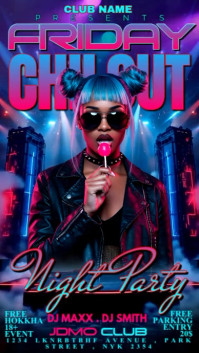 Purple Maximalist Friday Nigh Club Party Digital Display (9:16) template
