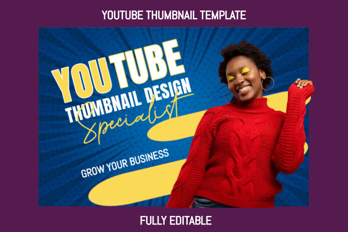 Purple Maximalist Fully Editable Youtube Thum Poster template