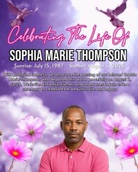 Purple Maximalist Funeral Flyer Instagram Portrait Video template