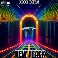 Purple Maximalist Gateway To The Neon Realm Album Cover Pochette d'album template