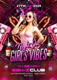 Purple Maximalist Girls Vibes Party A6 template
