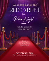Purple Maximalist Glamorous Red Carpet Prom Night Flyer Template - Hollywood Theme Dance With Dj, Ph Instagram Portrait