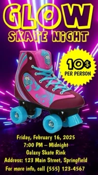 Purple Maximalist Glow Skate Night Instagram Story template