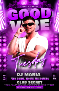 Purple Maximalist Good Vibe Night Club Party Exceptional Half Page Wide template