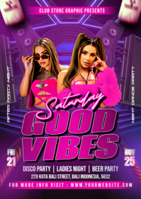 Purple Maximalist Good Vibes A4 template