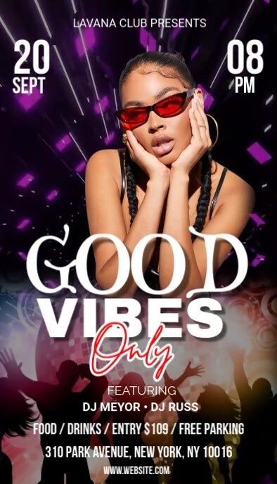 Purple Maximalist Good Vibes Only  Party Invitation  Business Card template