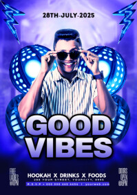 Purple Maximalist Good Vibes Party A4 template
