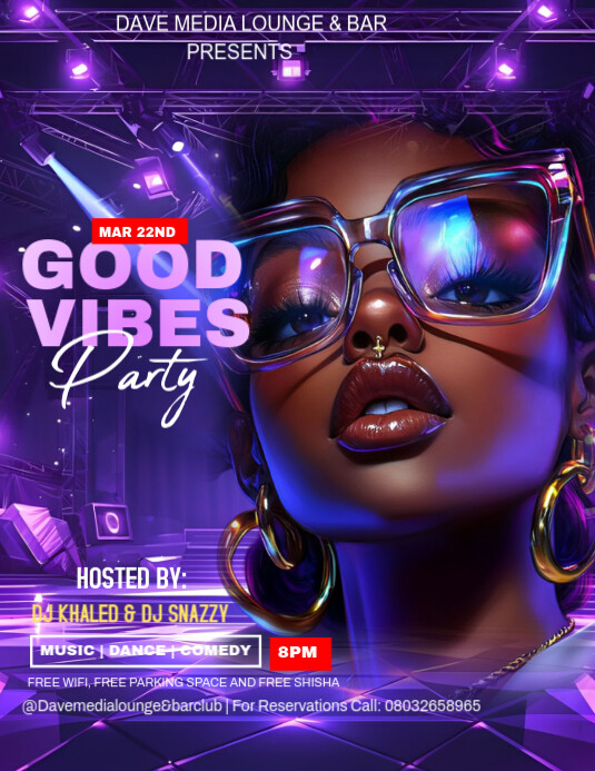 Purple Maximalist Good Vibes Party Invitation  Flyer (us Letter) 传单(美国信函) template
