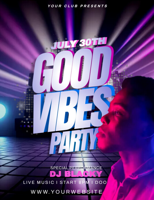 Purple Maximalist Good Vibes Party Pamflet (l Flyer (US Letter) template