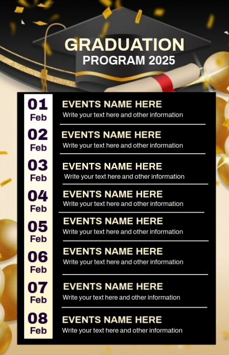 Purple Maximalist Graduation Program Schedule Template Tabloid ...