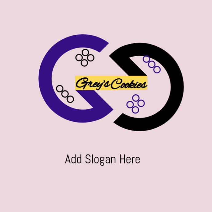 Purple Maximalist Grey's Cookies Customizable Company Name Design  Logo template
