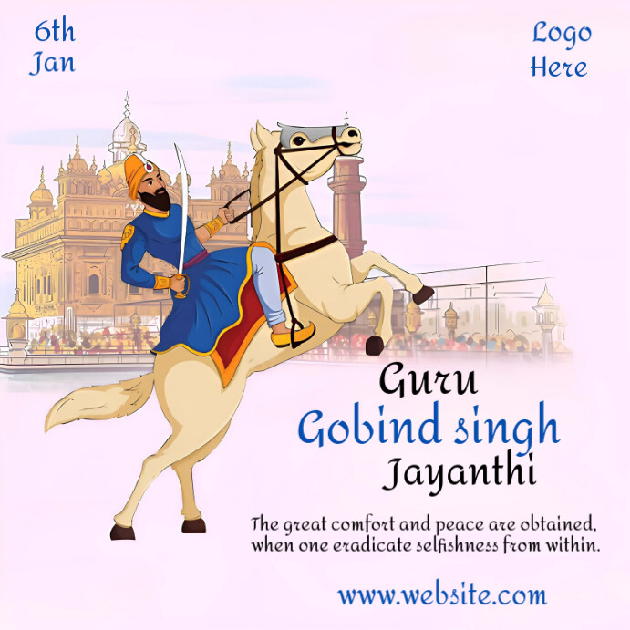 Purple Maximalist Guru Gobind Singh Jayanthi Instagram Post template
