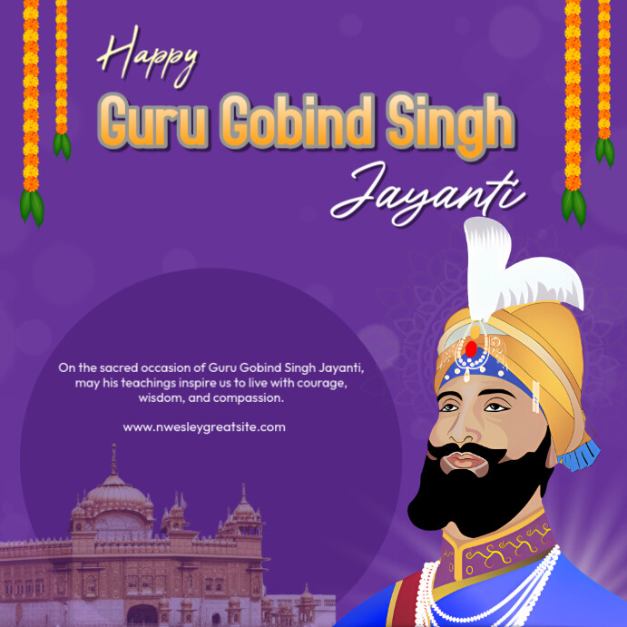 Purple Maximalist Guru Gobind Singh Square (1:1) template