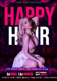 Purple Maximalist Haapy Hour  A4 template