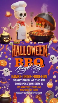 Purple Maximalist Halloween Bbq Party Instagram Reel template