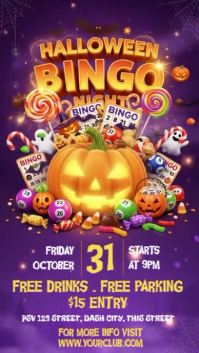 Purple Maximalist Halloween Bingo Night  Instagram Story template