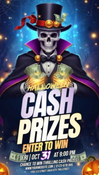 Purple Maximalist Halloween Cash Prizes Instagram Reel template