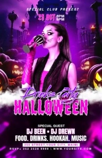 Purple Maximalist Halloween Drinks Party For Bar  Tabloid template