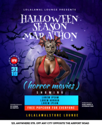 Purple Halloween Movie Marathon Instagram Portrait Template