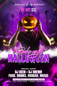 Purple Maximalist Halloween Karaoke Music Night Invitation Template Poster